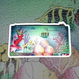 (NWT) Anuschka® Leather Hand Painted Two-Fold Wallet (1121) - Ocean Treasures